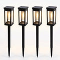 Kit com 4 luminárias solares retrô de espeto para jardim